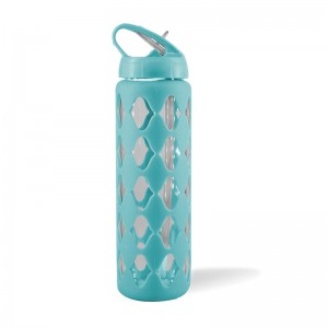 GOX China OEM Glass Water Bottle with Flip Nozzle And Silicone Sleeve