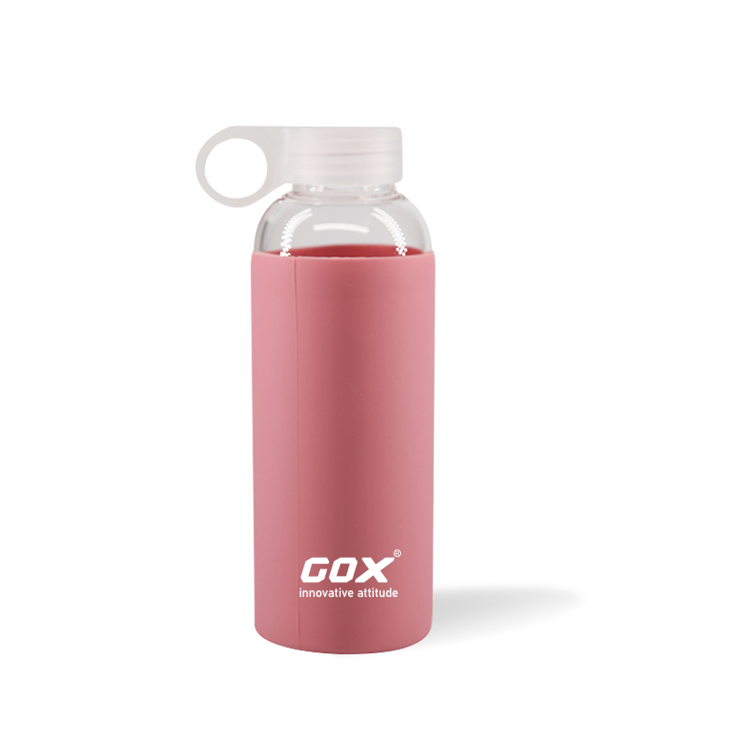 GOX China OEM Glass Water Bottle with Silicone Sleeve And Carry Grip
