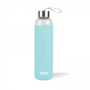 GOX China OEM Stainless Steel Lid Glass Water Bottle with Silicone cover