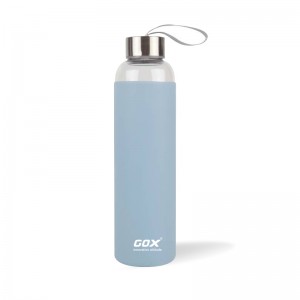 GOX China OEM Stainless Steel Lid Glass Water Bottle with Silicone cover