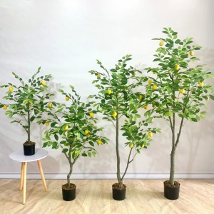 Plantas artificiales al por mayor de árboles frutales de limón de fábrica para la decoración del hotel y jardín