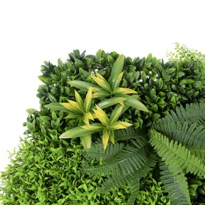 Pasgemaakte oerwoudstyl Vertikale plante Muur Kunsmatige Muurhangende Plant Groen Gras Muurmat vir Huisversiering