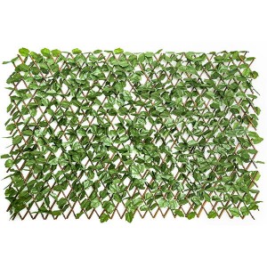 Clôture d'herbe extensible, haie artificielle, treillis de feuilles vertes pour décoration murale et décoration de jardin