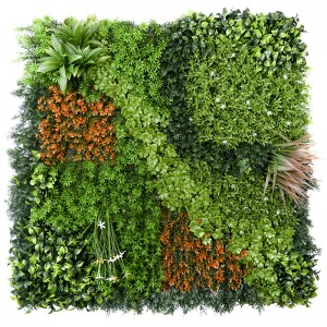 Hiasan Luaran Faux Boxwood Mixed Plant Hedge Panel Dinding Rumput Tiruan untuk Latar Belakang Taman