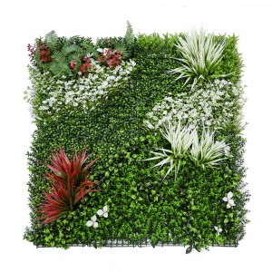 Tsev Kho Kom Zoo Nkauj UV Yas Greenery Nplooj Boxwood Panels Hedge Backdrop Artificial Plant Grass Wall