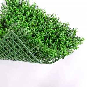 მორგებული 2D Anti-Uv გარე შიდა მორთულობა მწვანე ჯუნგლების პანელი ყალბი ხელოვნური მცენარის ბალახის კედელი