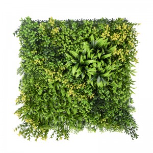 Wandpaneel mit künstlichen Pflanzen, vertikal hängende grüne Pflanzen, Wand, Buchsbaum, Hecke, Gras, Wand, Sichtschutz, Zaun
