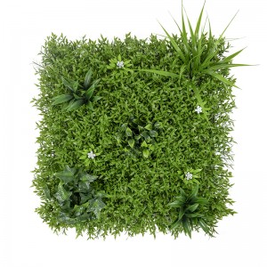 ანტი-UV პლასტიკური ხელოვნური ჰეჯი ბზის პანელები მწვანე მცენარეები ვერტიკალური ბაღის კედელი დეკორაციისთვის