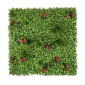 ការការពារកាំរស្មី UV Foliage Boxwood Hedge Panel រុក្ខជាតិសិប្បនិម្មិតជញ្ជាំង Faux Grass Green Wall សម្រាប់ឯកជនភាព សួនបញ្ឈរ