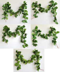 Keinotekoinen Ivy Leaf Garland Plants Vine Riippuva Wedding Garland Koti Häät Seinäkoristelu