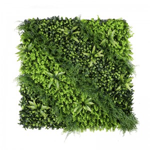 Dekorazzjoni tal-ġnien vertikali tal-plastik Boxwood Hedge Panel Ħdura Artifiċjali Ħajt Mdendlin Grass Pjanti