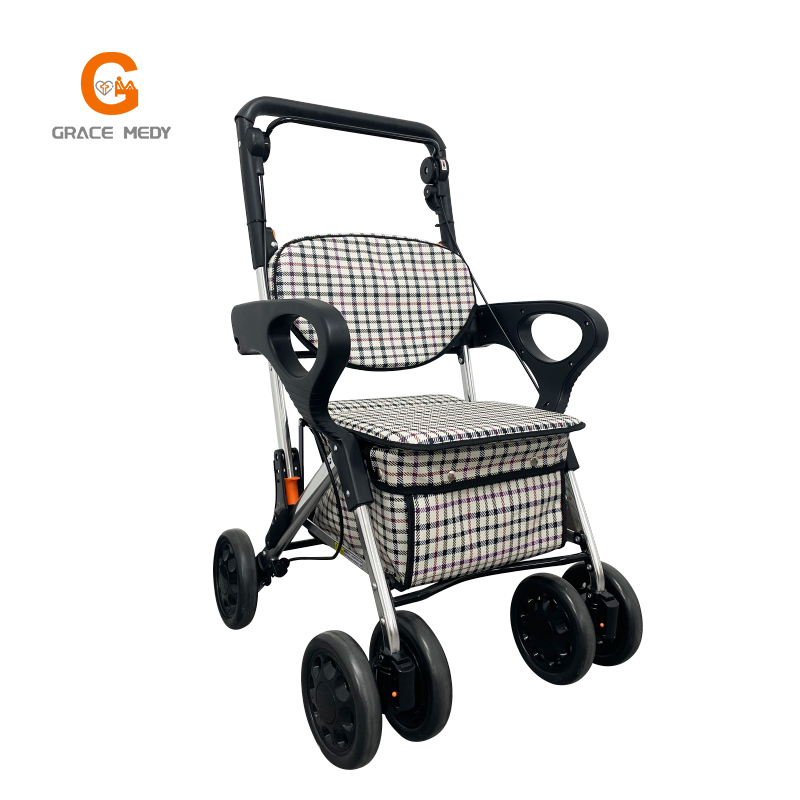 Factory Price Patient Attendant Bed - foldable elderly walker shopping cart with seat – Webian