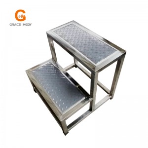 JTD001 Anti-skid rubber three support Stainless Steel Double Step Stool