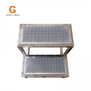 JTD001 Anti-skid rubber three support Stainless Steel Double Step Stool