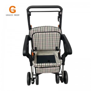 foldable elderly walker shopping cart with seat