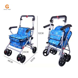 Disabled People Collapsible Coating Steel Shopping Trolley Cart Walker Rollator for The Elder
