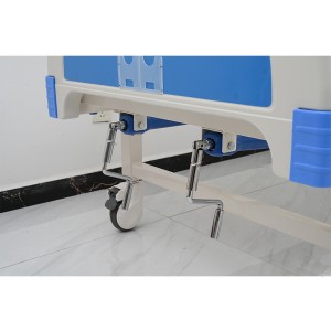 W04 Metal 2 Crank 2 Function Adjustable Medical Furniture Folding Manual Patient Nursing Hospital Bed with Casters