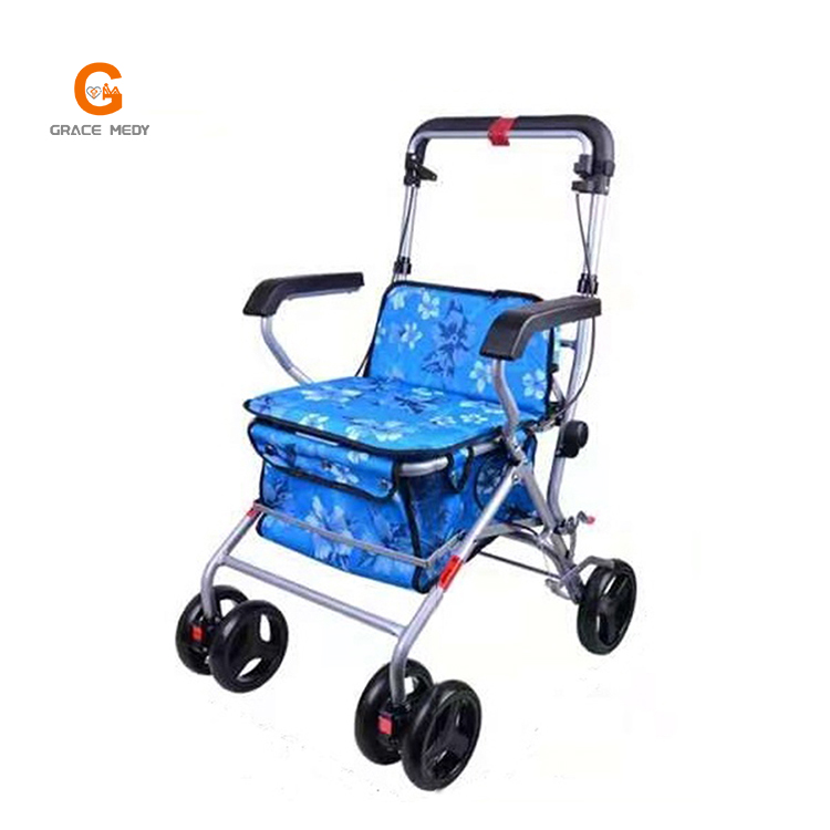 Factory wholesale Medical Mattress - Disabled People Collapsible Coating Steel Shopping Trolley Cart Walker Rollator for The Elder – Webian