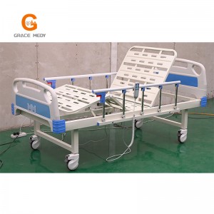 R04E Medical/Patient/Nursing/Fowler/ICU Bed Manufacturer ABS electric two function Hospital Bed with Mattress and I. V Pole