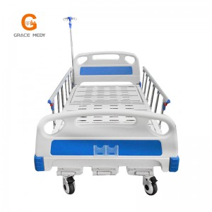 R03 Metal 3 Crank 3 Function Adjustable Medical Furniture Folding Manual Patient Nursing Hospital Bed with Casters