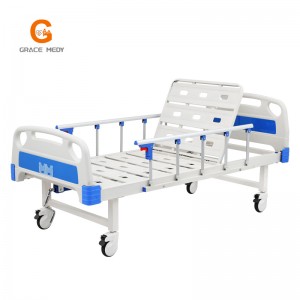 W02 Medical/Patient/Nursing/Fowler/ICU Bed Manufacturer ABS Single Cranks One Function Manual Hospital Bed with Mattress and I. V Pole