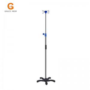 Lshape Hospital Tracks Curtain - hospital Infusion Stand 5 legs IV Pole Height adjustable Stainless Steel IV Drip stand – Webian