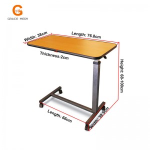 Hospital ABS/Wooden mobile overbed table
