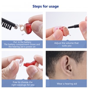 Great-Ears G11X cic mini invisible wear in ear noise reduction blue and red hearing aids