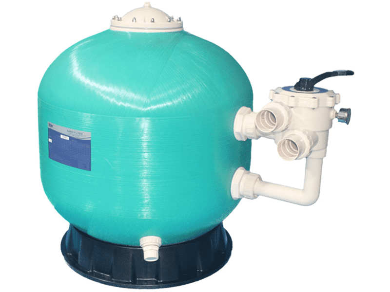 Swimming pool water treatment equipment side mount sand filter