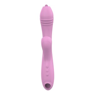 2 in 1 USB rechargeable vibrator with sucking f...