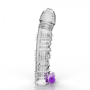 Extension Reusable Condom Penis Sleeve Male Enlargement Time Delay Crystal Clear Condoms Adult Sex Toy-RW001