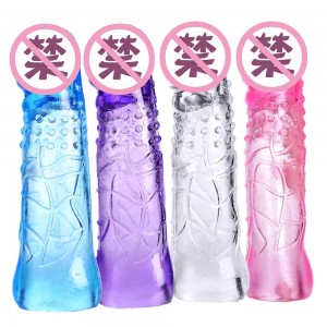 Extension Reusable Condom Penis Sleeve Male Enlargement Time Delay Crystal Clear Condoms Adult Sex Toy-RW050