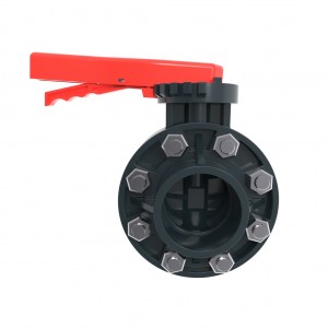 PVC butterfly valve with flange and bolts