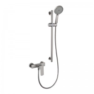 China Factory High Quality Bathroom Square Gray Hot Cold Water Mixer Rain Shower Set