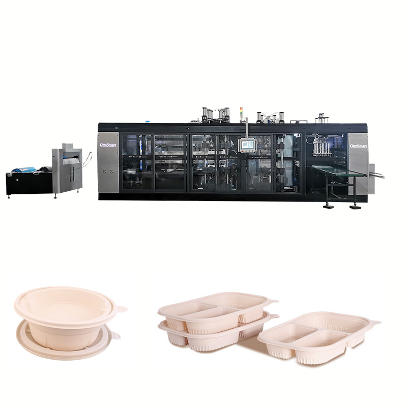 PLA ofbaubar Compostable Plastik Mëttegiessen Këscht Plate Bowl Schacht Thermoforming Machine