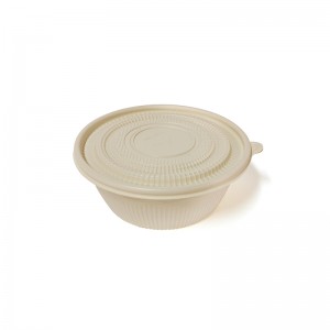 Пластикова кругла пластикова миска для харчових контейнерів з кришкою, біорозкладна Bento Lunch Box.