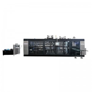 Máquina termoformadora de alta eficiencia de 3 estacións de gran disposición