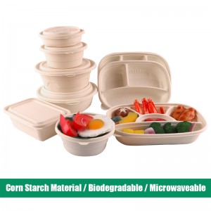 PLA Biodegradable Almidón de millo Fabricante de recipientes de bandexa de plástico para envases de alimentos