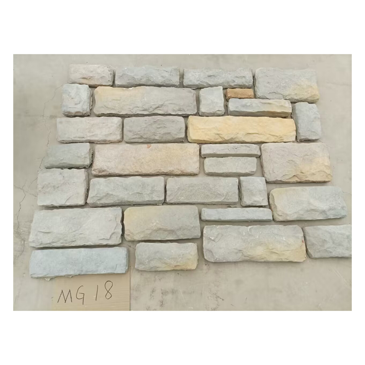 MG18 dilaw at kulay abo na kulay ng artipisyal na kulturang bato limestone wall stone