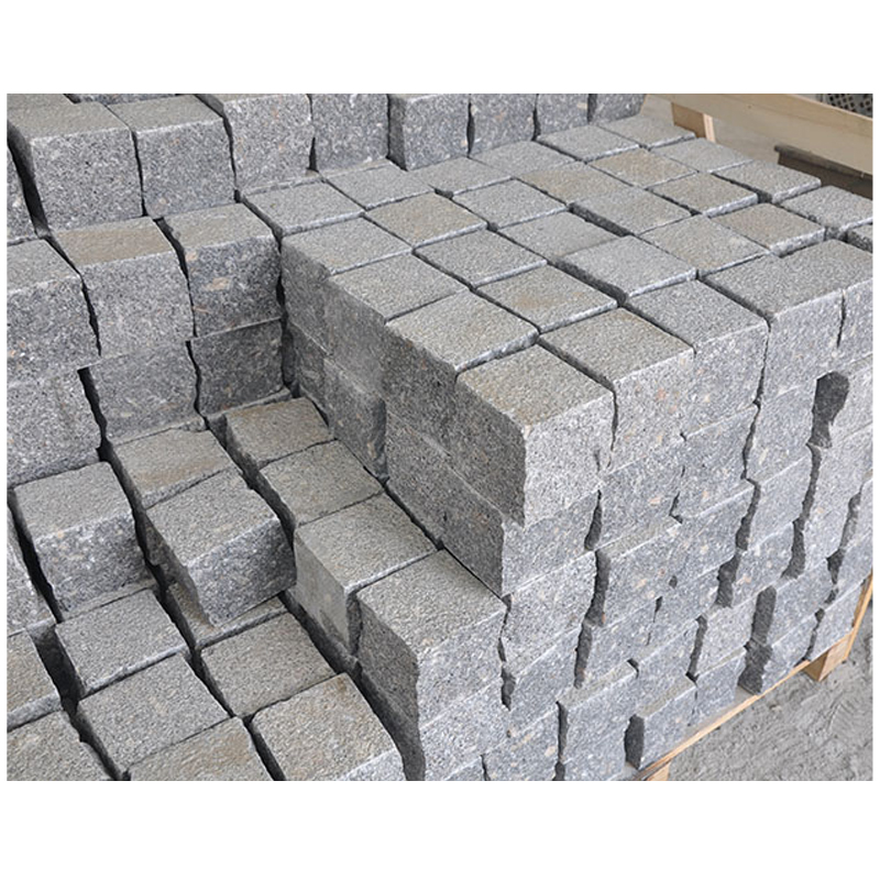 boa calidade de granito natural 375 pedra de adoquín de bloque pequeno de sésamo branco para pavimentadora e estrada