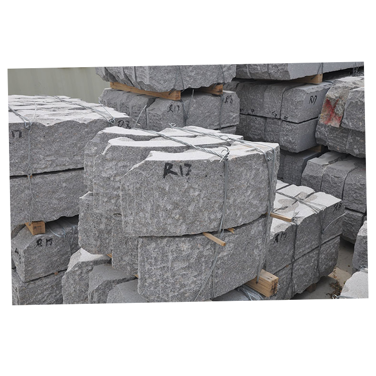 Piedra curvada de granito natural 375 # de color gris para paredes y calles