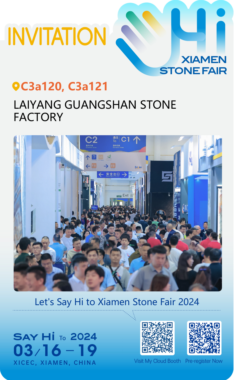 Ang 24th China Xiamen International Stone Fair (Ang aming booth number : C3a120 at C3a121)