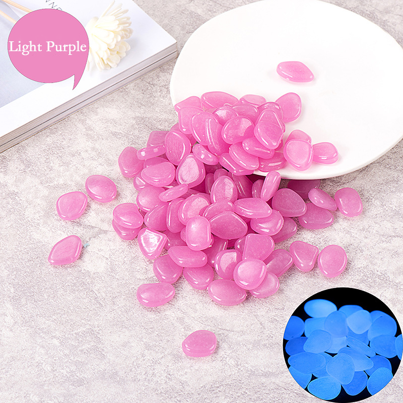 PGL-010 pink color plastic glow in the dark stone pebble stone aquarium stone and luminous stone