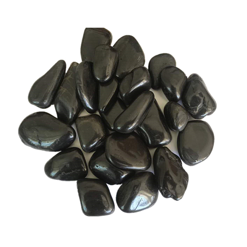 NJ-011  High Polished and Light black pebble river stone nanjing rainbow stone