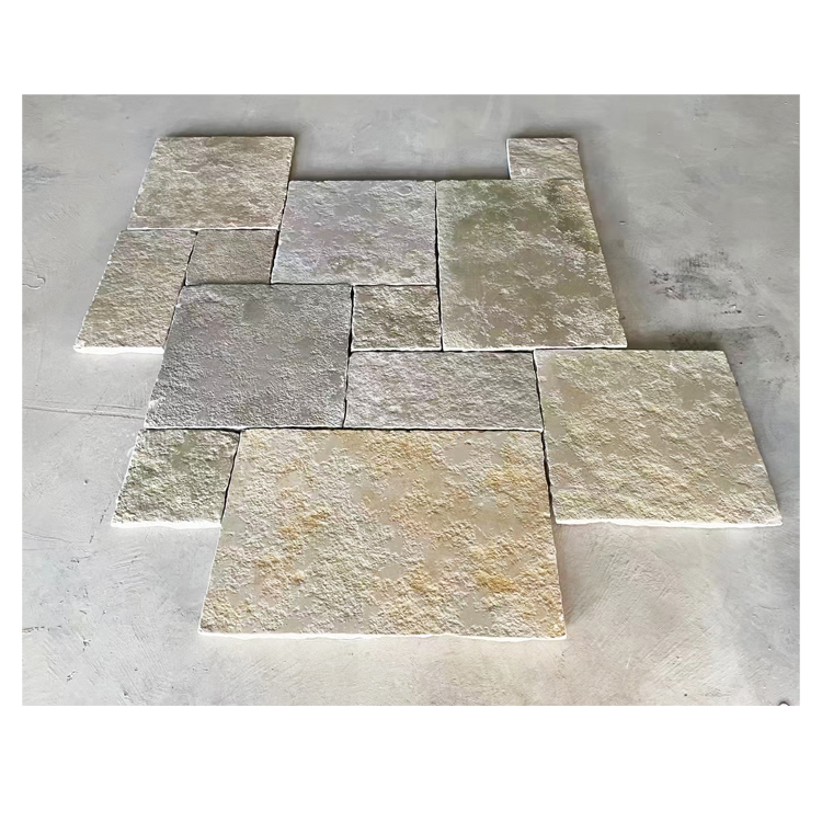 GS-SL02 yellow & white color slate stone paving stone natural paving stone road stone