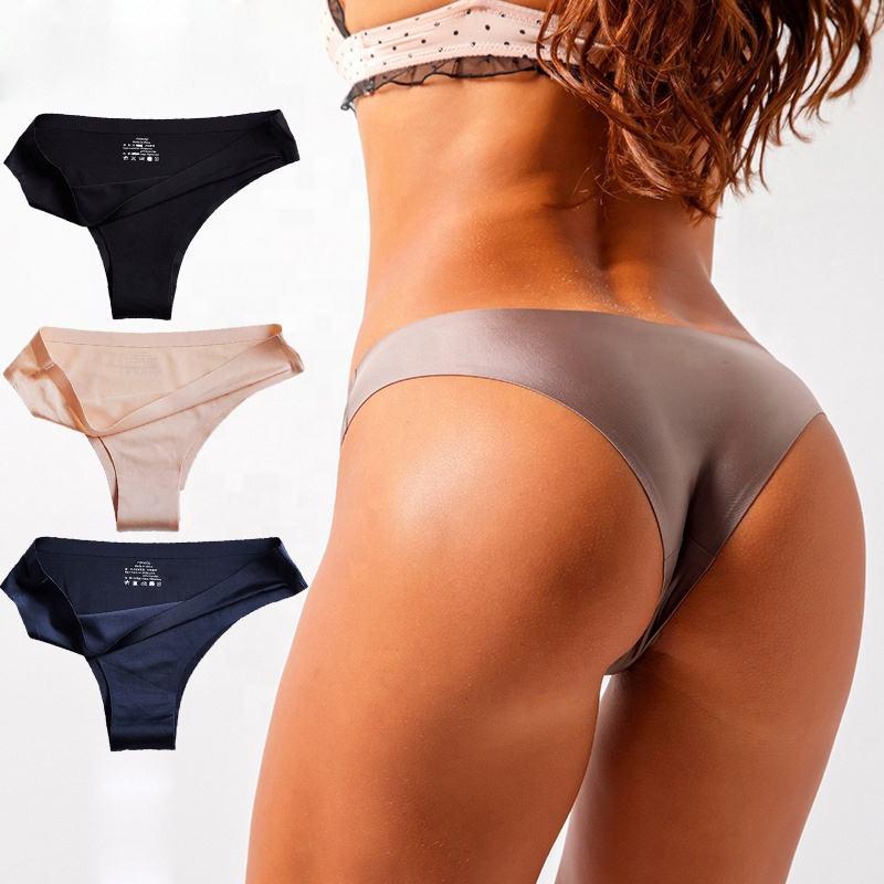 New Arrival Wholesale Female Traceless Panty Ice Silk Women’s Panties Thongs Laser Cut Seamless Underwear For Woman