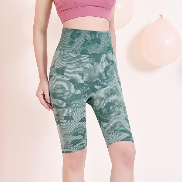 Camouflage High Waist Boxer Cropped Pants Ladies Yoga Sports Running Long Version Boxer Seamless Safety Underwear