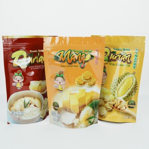 Aizzīmogots, noplūžu necaurlaidīgs rāvējslēdzēja maisiņš Durian lipīgo rīsu iepakojumam
