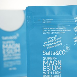 Водоотпорна торба за пакување на производи за нега на сол за капење што повторно се отвора