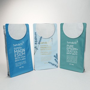Bolsa de embalaxe de produtos de coidado de sal de baño impermeable e reabrible